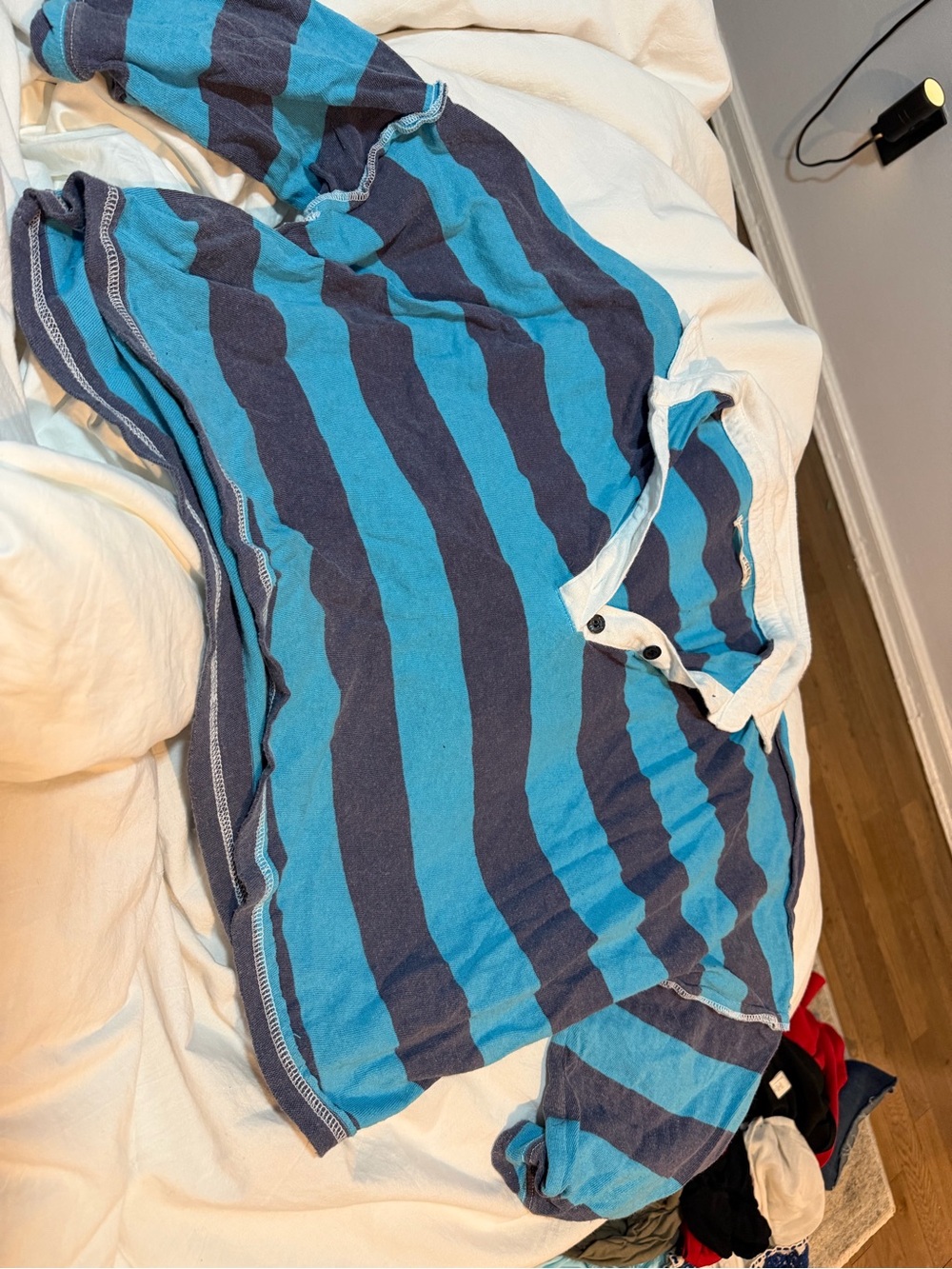 Free People Blue and Teal Striped Rugby Top - Picture 3 of 3